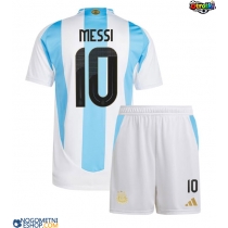 Otroški Nogometni dresi Argentina Lionel Messi #10 Domači Copa America 2024 Kratek Rokav (+ Kratke hlače)